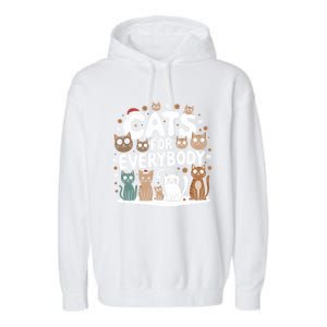 Cats For Everybody Christmas Cat Funny Xmas Santa Gift Garment-Dyed Fleece Hoodie