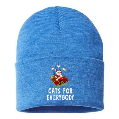 Cats For Everybody Christmas Cat Funny Xmas Santa  Sustainable Knit Beanie