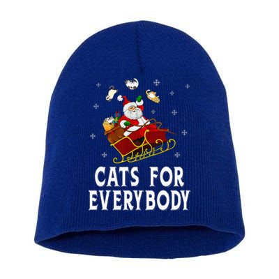 Cats For Everybody Christmas Cat Funny Xmas Santa  Short Acrylic Beanie