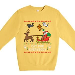 Cats For Everybody Christmas Cat Lover Santa Claus Reindeer Gift Premium Crewneck Sweatshirt