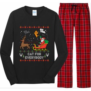 Cats For Everybody Christmas Cat Lover Santa Claus Reindeer Gift Long Sleeve Pajama Set