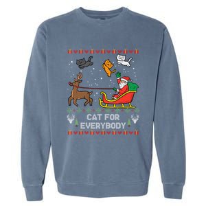 Cats For Everybody Christmas Cat Lover Santa Claus Reindeer Gift Garment-Dyed Sweatshirt