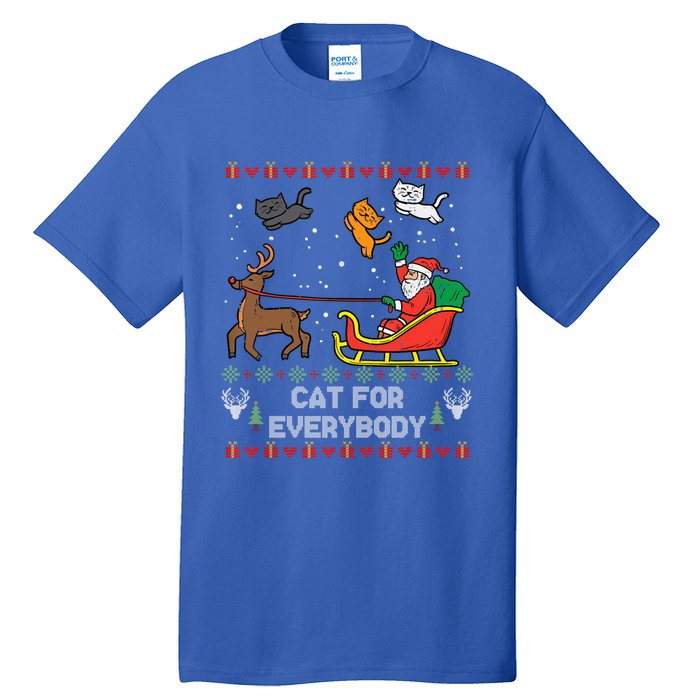 Cats For Everybody Christmas Cat Lover Santa Claus Reindeer Gift Tall T-Shirt