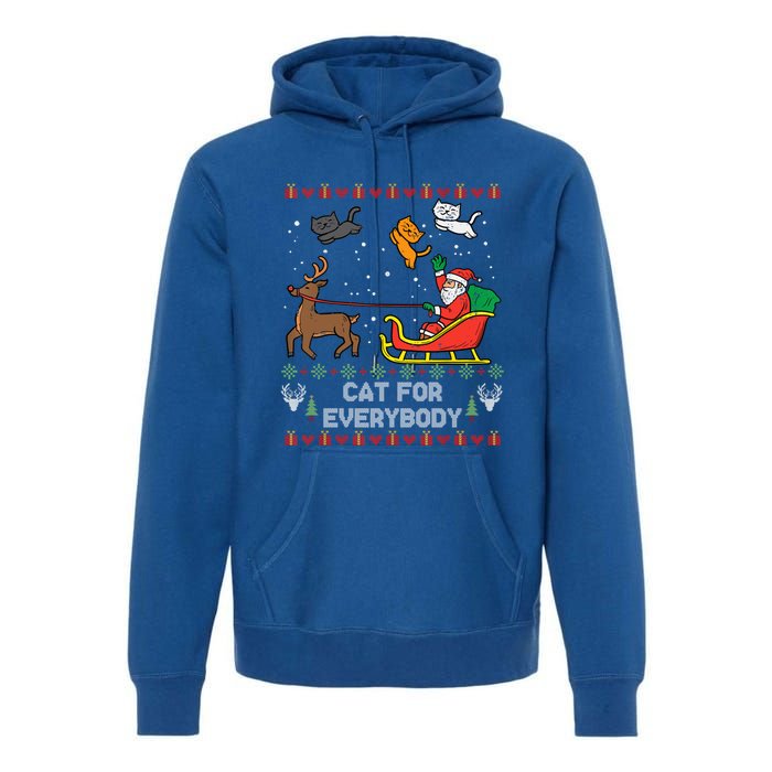 Cats For Everybody Christmas Cat Lover Santa Claus Reindeer Gift Premium Hoodie