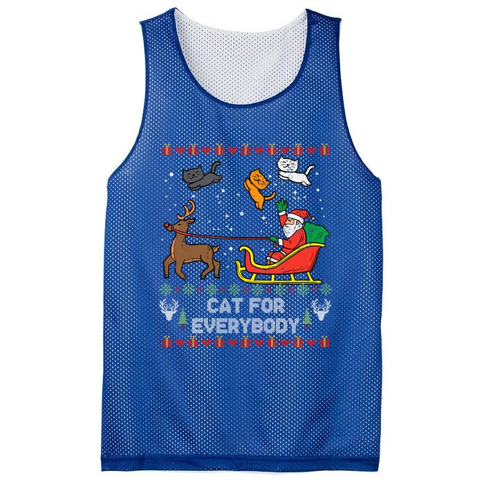 Cats For Everybody Christmas Cat Lover Santa Claus Reindeer Gift Mesh Reversible Basketball Jersey Tank