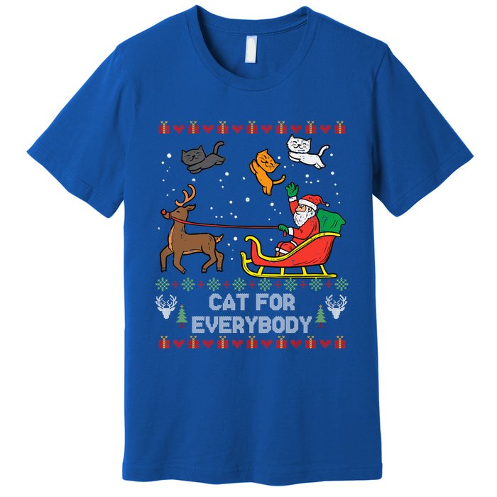 Cats For Everybody Christmas Cat Lover Santa Claus Reindeer Gift Premium T-Shirt