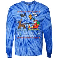 Cats For Everybody Christmas Cat Lover Santa Claus Reindeer Gift Tie-Dye Long Sleeve Shirt