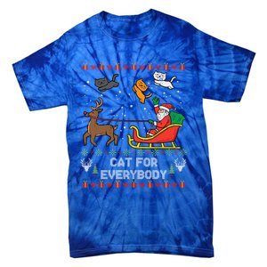 Cats For Everybody Christmas Cat Lover Santa Claus Reindeer Gift Tie-Dye T-Shirt