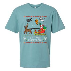 Cats For Everybody Christmas Cat Lover Santa Claus Reindeer Gift Sueded Cloud Jersey T-Shirt