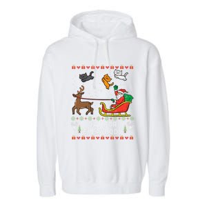 Cats For Everybody Christmas Cat Lover Santa Claus Reindeer Gift Garment-Dyed Fleece Hoodie