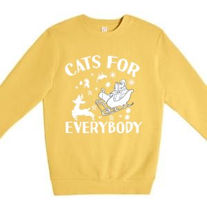 Cats For Everybody Christmas Cat Funny Xmas Santa Cute Gift Premium Crewneck Sweatshirt