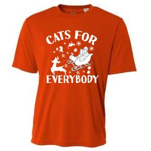 Cats For Everybody Christmas Cat Funny Xmas Santa Cute Gift Cooling Performance Crew T-Shirt