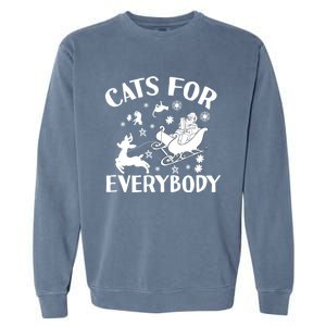 Cats For Everybody Christmas Cat Funny Xmas Santa Cute Gift Garment-Dyed Sweatshirt