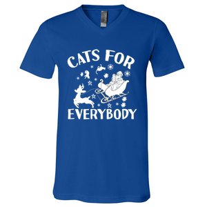 Cats For Everybody Christmas Cat Funny Xmas Santa Cute Gift V-Neck T-Shirt