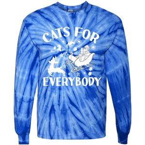 Cats For Everybody Christmas Cat Funny Xmas Santa Cute Gift Tie-Dye Long Sleeve Shirt