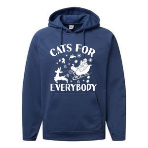 Cats For Everybody Christmas Cat Funny Xmas Santa Cute Gift Performance Fleece Hoodie