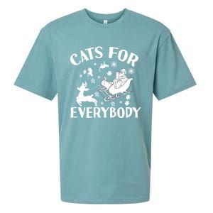 Cats For Everybody Christmas Cat Funny Xmas Santa Cute Gift Sueded Cloud Jersey T-Shirt