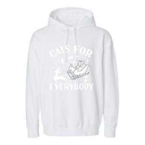 Cats For Everybody Christmas Cat Funny Xmas Santa Cute Gift Garment-Dyed Fleece Hoodie