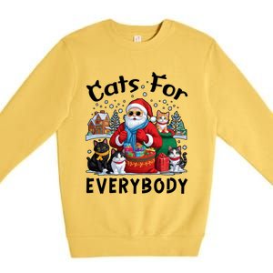 Cats For Everybody Christmas Cat Funny Xmas Santa Gift Premium Crewneck Sweatshirt