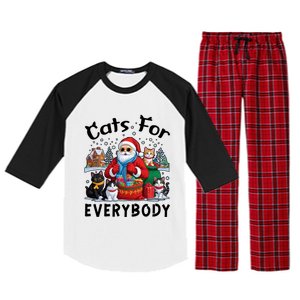 Cats For Everybody Christmas Cat Funny Xmas Santa Gift Raglan Sleeve Pajama Set