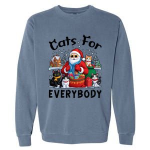 Cats For Everybody Christmas Cat Funny Xmas Santa Gift Garment-Dyed Sweatshirt