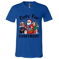 Cats For Everybody Christmas Cat Funny Xmas Santa Gift V-Neck T-Shirt