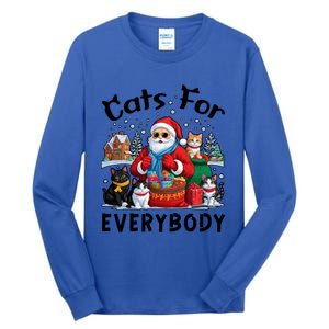 Cats For Everybody Christmas Cat Funny Xmas Santa Gift Tall Long Sleeve T-Shirt