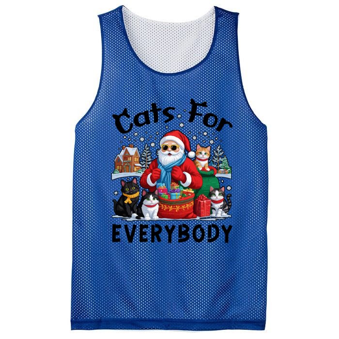 Cats For Everybody Christmas Cat Funny Xmas Santa Gift Mesh Reversible Basketball Jersey Tank