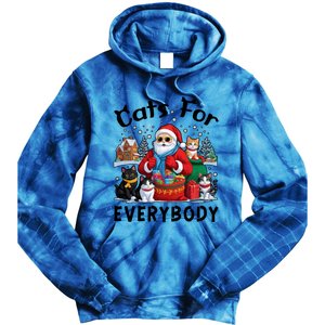 Cats For Everybody Christmas Cat Funny Xmas Santa Gift Tie Dye Hoodie