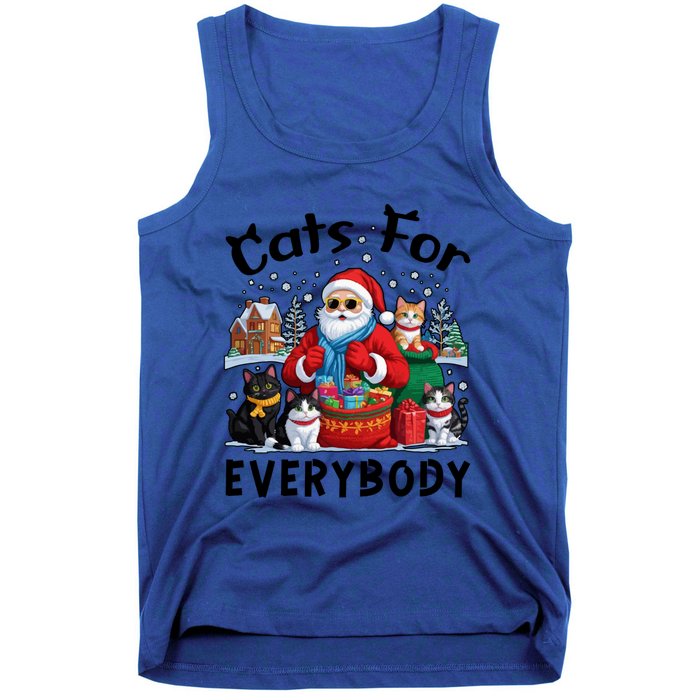 Cats For Everybody Christmas Cat Funny Xmas Santa Gift Tank Top