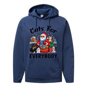 Cats For Everybody Christmas Cat Funny Xmas Santa Gift Performance Fleece Hoodie