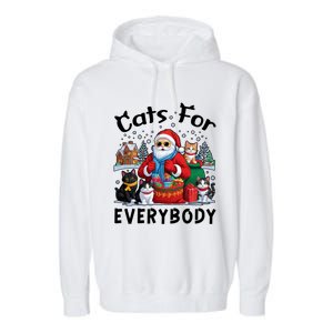 Cats For Everybody Christmas Cat Funny Xmas Santa Gift Garment-Dyed Fleece Hoodie