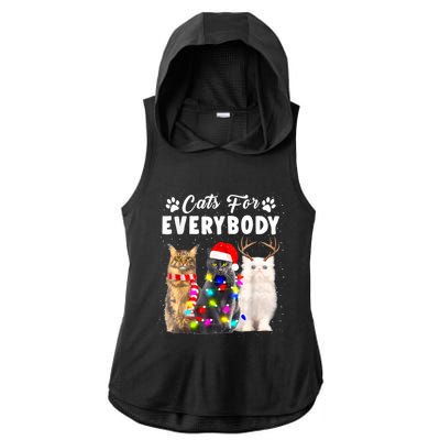 Cats For Everybody Funny Christmas Pajama Xmas Cat Lover Gift Ladies PosiCharge Tri-Blend Wicking Draft Hoodie Tank