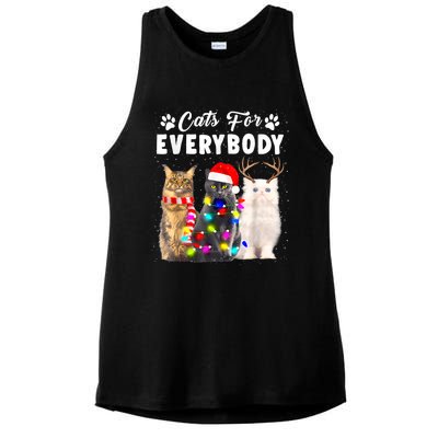 Cats For Everybody Funny Christmas Pajama Xmas Cat Lover Gift Ladies PosiCharge Tri-Blend Wicking Tank