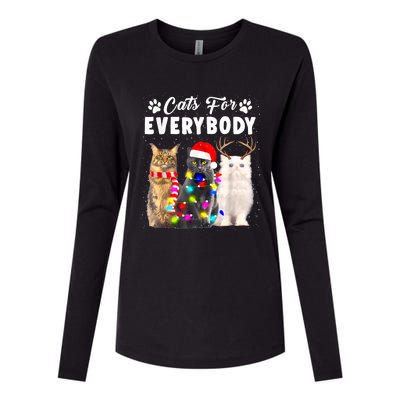 Cats For Everybody Funny Christmas Pajama Xmas Cat Lover Gift Womens Cotton Relaxed Long Sleeve T-Shirt