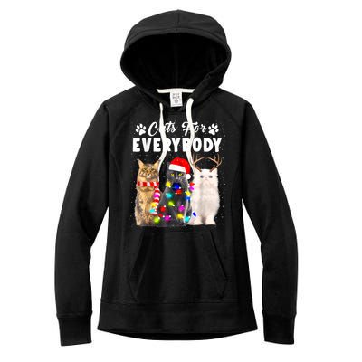 Cats For Everybody Funny Christmas Pajama Xmas Cat Lover Gift Women's Fleece Hoodie