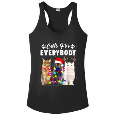 Cats For Everybody Funny Christmas Pajama Xmas Cat Lover Gift Ladies PosiCharge Competitor Racerback Tank