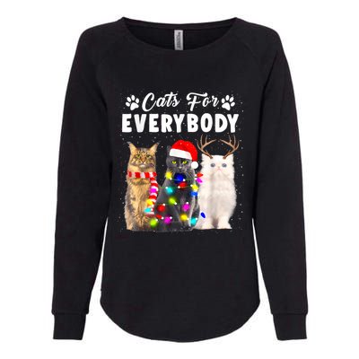 Cats For Everybody Funny Christmas Pajama Xmas Cat Lover Gift Womens California Wash Sweatshirt