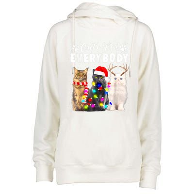 Cats For Everybody Funny Christmas Pajama Xmas Cat Lover Gift Womens Funnel Neck Pullover Hood