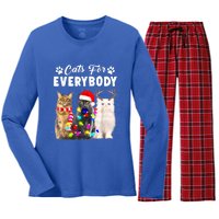 Cats For Everybody Funny Christmas Pajama Xmas Cat Lover Gift Women's Long Sleeve Flannel Pajama Set 