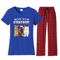 Cats For Everybody Funny Christmas Pajama Xmas Cat Lover Gift Women's Flannel Pajama Set