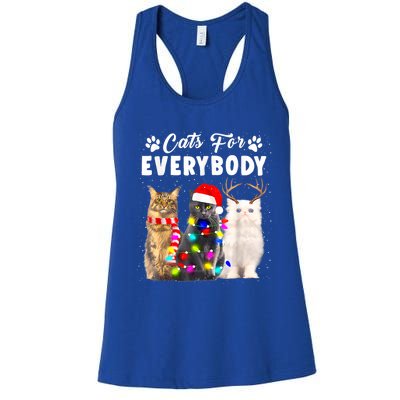 Cats For Everybody Funny Christmas Pajama Xmas Cat Lover Gift Women's Racerback Tank