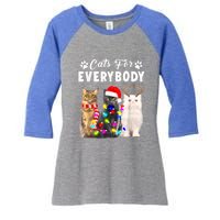 Cats For Everybody Funny Christmas Pajama Xmas Cat Lover Gift Women's Tri-Blend 3/4-Sleeve Raglan Shirt