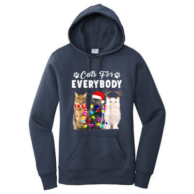 Cats For Everybody Funny Christmas Pajama Xmas Cat Lover Gift Women's Pullover Hoodie