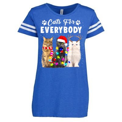 Cats For Everybody Funny Christmas Pajama Xmas Cat Lover Gift Enza Ladies Jersey Football T-Shirt