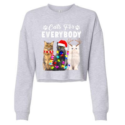 Cats For Everybody Funny Christmas Pajama Xmas Cat Lover Gift Cropped Pullover Crew