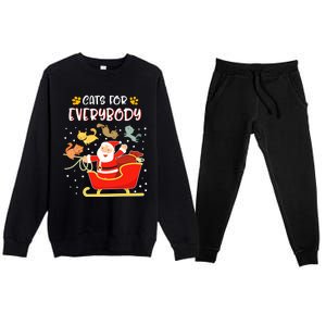 Cats For Everybody Christmas Kitten Lover Funny Gift Premium Crewneck Sweatsuit Set