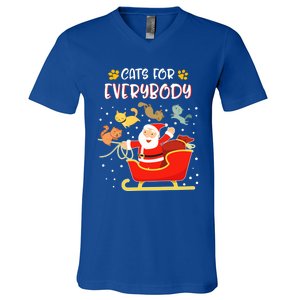 Cats For Everybody Christmas Kitten Lover Funny Gift V-Neck T-Shirt