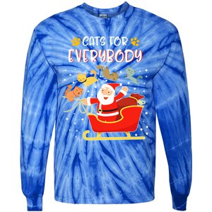 Cats For Everybody Christmas Kitten Lover Funny Gift Tie-Dye Long Sleeve Shirt