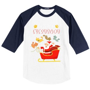 Cats For Everybody Christmas Kitten Lover Funny Gift Baseball Sleeve Shirt